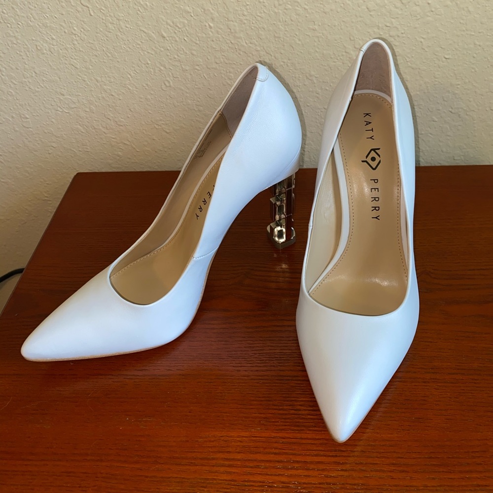 Katy Perry White and Gold Heel Stilettos